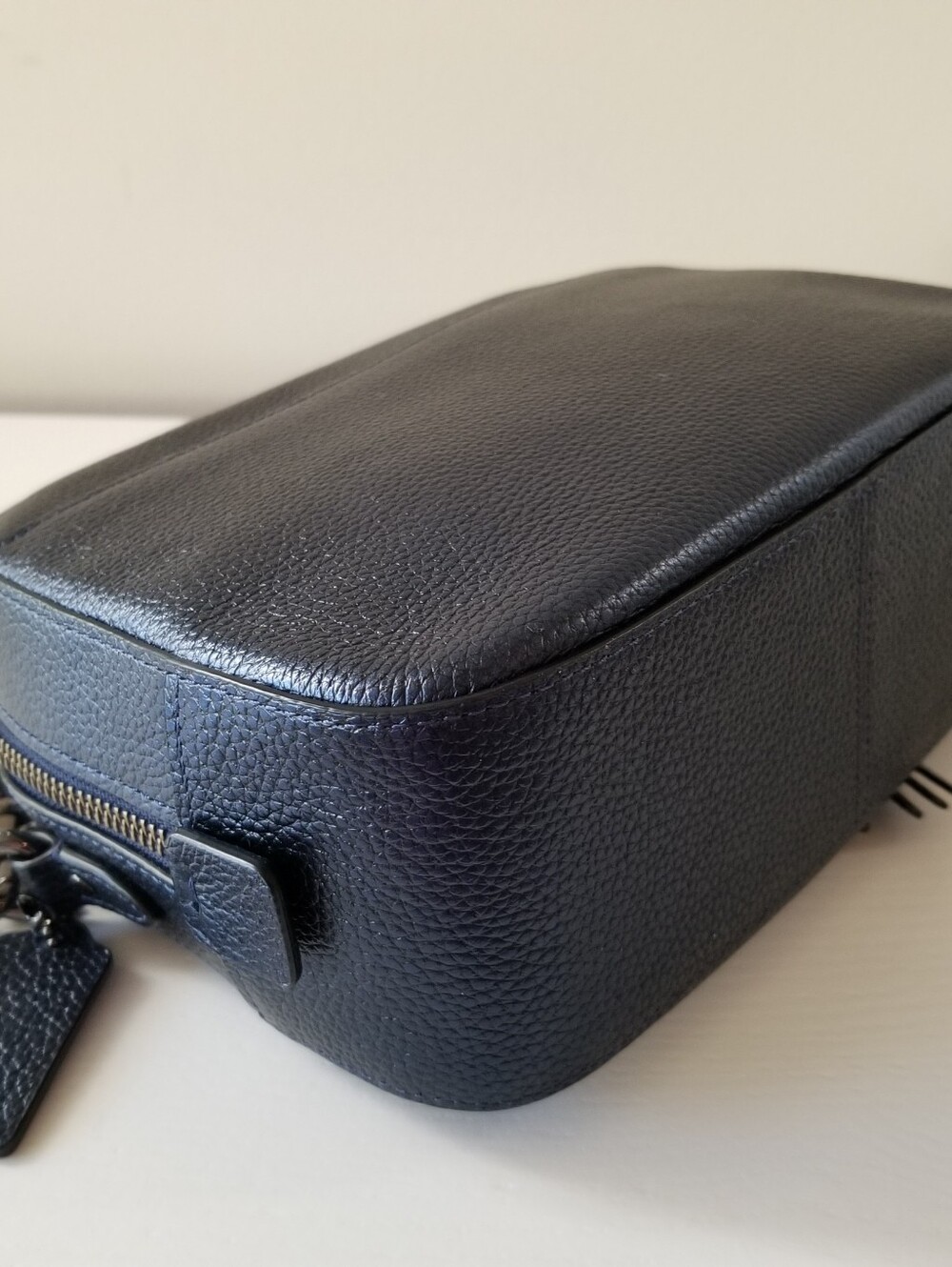 Coach Metallic Blue Camera Bag Pebbled Leather - Picture 12 of 15